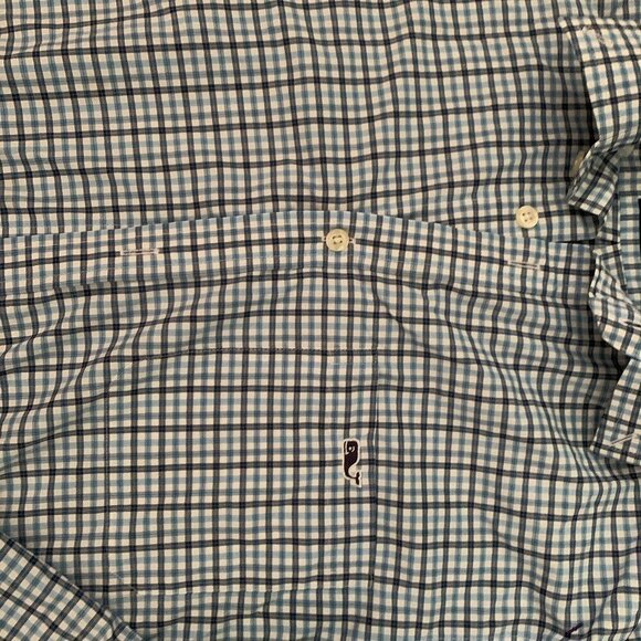Vineyard Vines Men's Long Sleeve Cotton Blue White Checks Shirt  Size Med - Picture 5 of 6